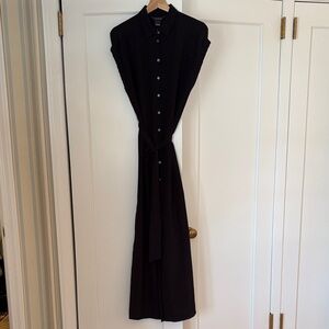 Club Monaco Black Button-Front Maxi Shirt Dress